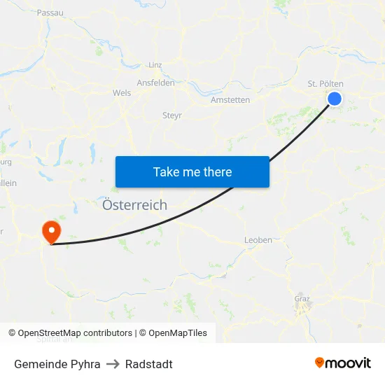 Gemeinde Pyhra to Radstadt map