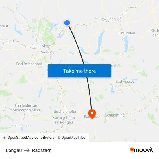 Lengau to Radstadt map