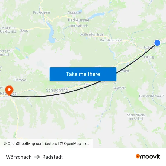 Wörschach to Radstadt map