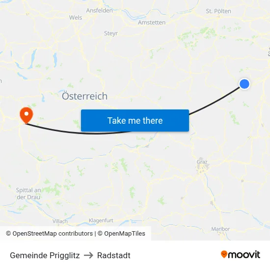 Gemeinde Prigglitz to Radstadt map