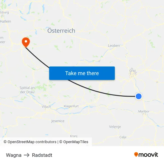 Wagna to Radstadt map