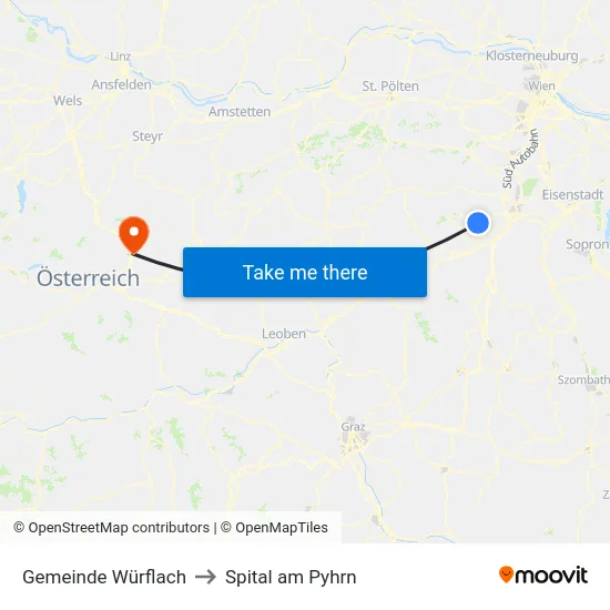 Gemeinde Würflach to Spital am Pyhrn map