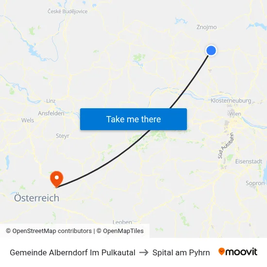 Gemeinde Alberndorf Im Pulkautal to Spital am Pyhrn map