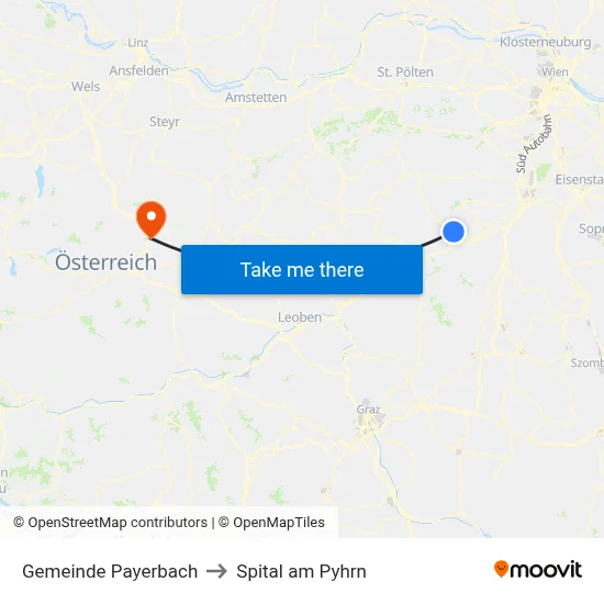 Gemeinde Payerbach to Spital am Pyhrn map