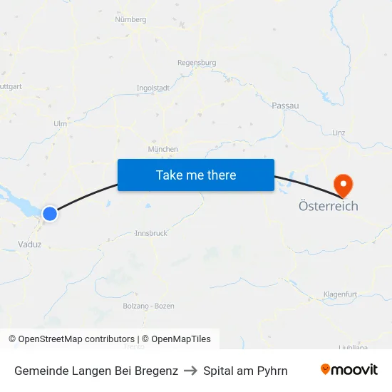 Gemeinde Langen Bei Bregenz to Spital am Pyhrn map