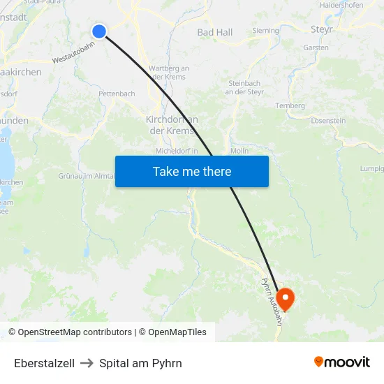 Eberstalzell to Spital am Pyhrn map