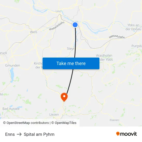 Enns to Spital am Pyhrn map