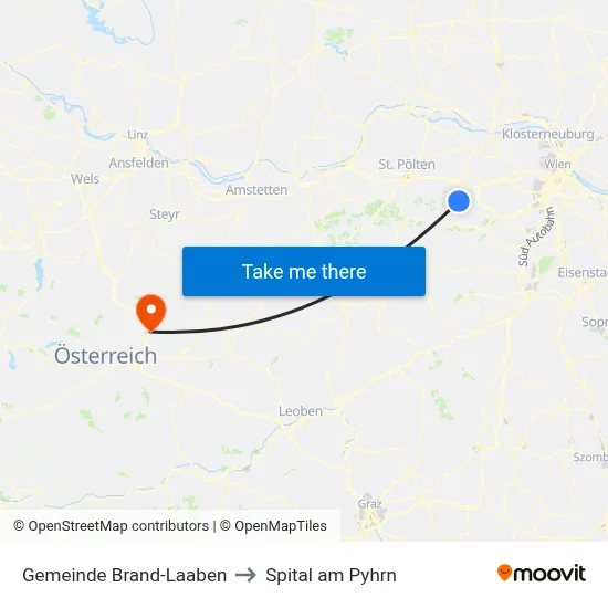 Gemeinde Brand-Laaben to Spital am Pyhrn map
