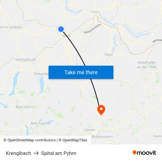 Krenglbach to Spital am Pyhrn map