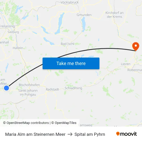 Maria Alm am Steinernen Meer to Spital am Pyhrn map