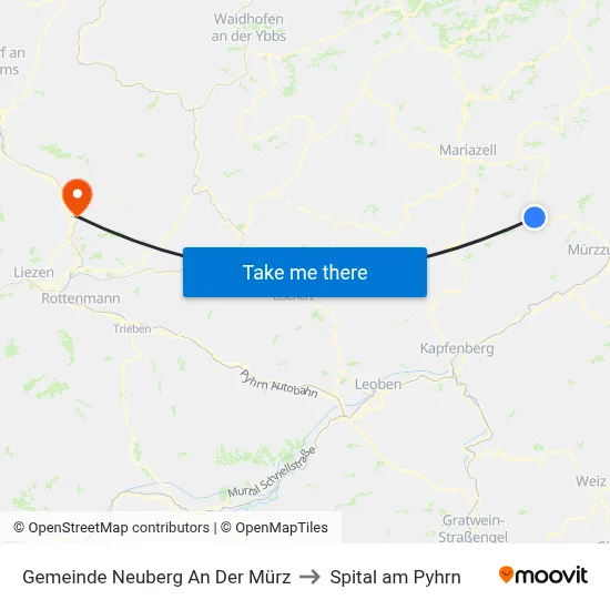 Gemeinde Neuberg An Der Mürz to Spital am Pyhrn map