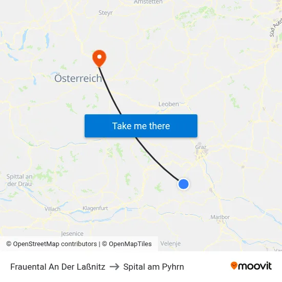 Frauental An Der Laßnitz to Spital am Pyhrn map