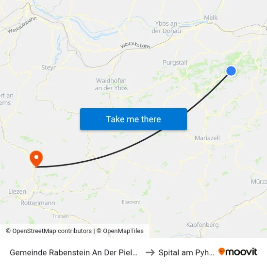 Gemeinde Rabenstein An Der Pielach to Spital am Pyhrn map