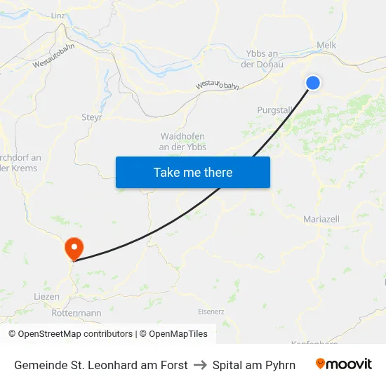 Gemeinde St. Leonhard am Forst to Spital am Pyhrn map