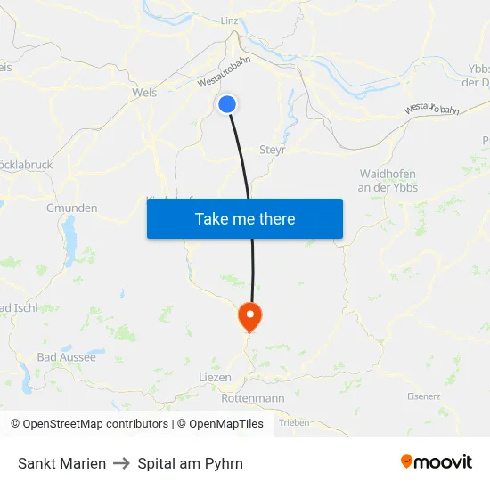 Sankt Marien to Spital am Pyhrn map