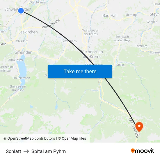 Schlatt to Spital am Pyhrn map
