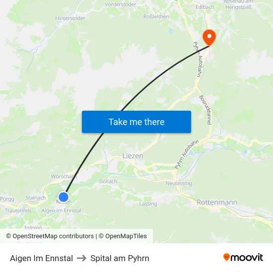 Aigen Im Ennstal to Spital am Pyhrn map