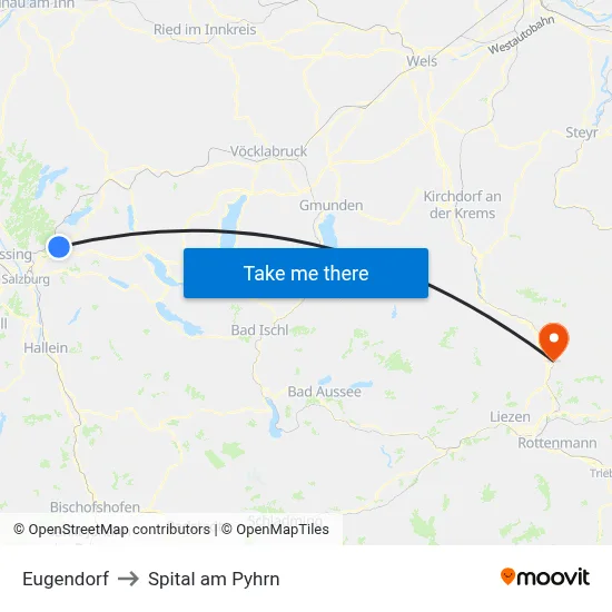 Eugendorf to Spital am Pyhrn map