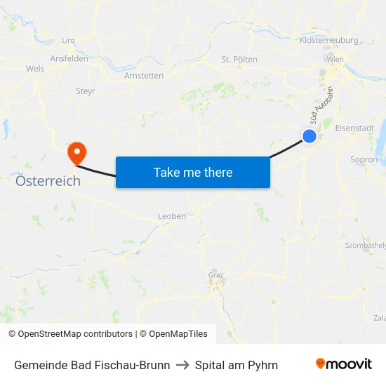 Gemeinde Bad Fischau-Brunn to Spital am Pyhrn map