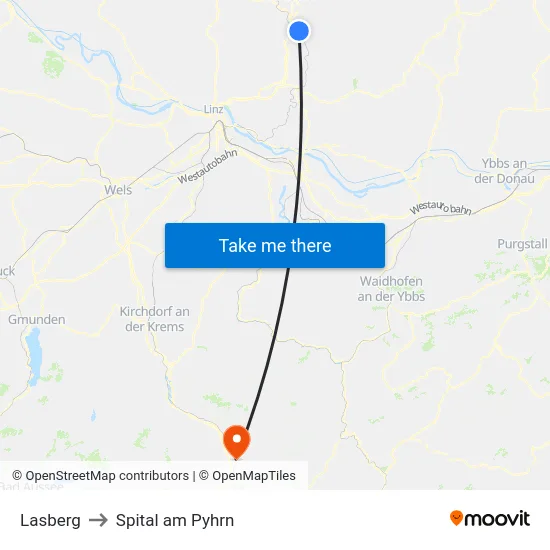 Lasberg to Spital am Pyhrn map