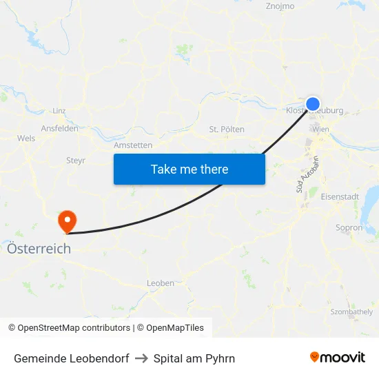 Gemeinde Leobendorf to Spital am Pyhrn map