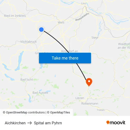 Aichkirchen to Spital am Pyhrn map