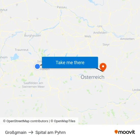 Großgmain to Spital am Pyhrn map