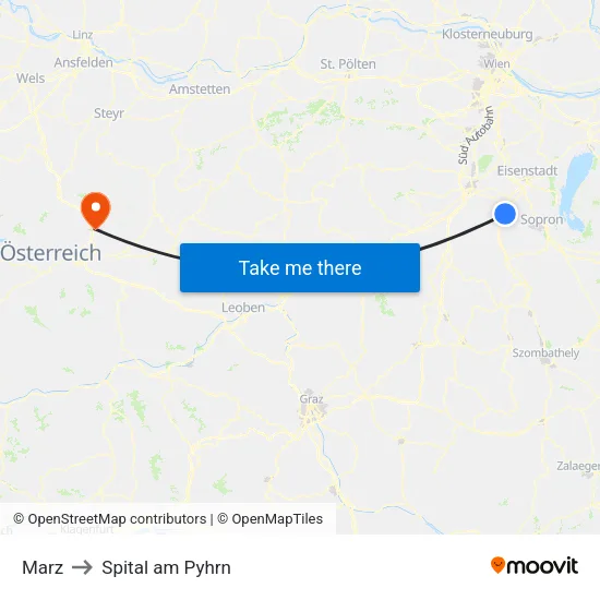 Marz to Spital am Pyhrn map
