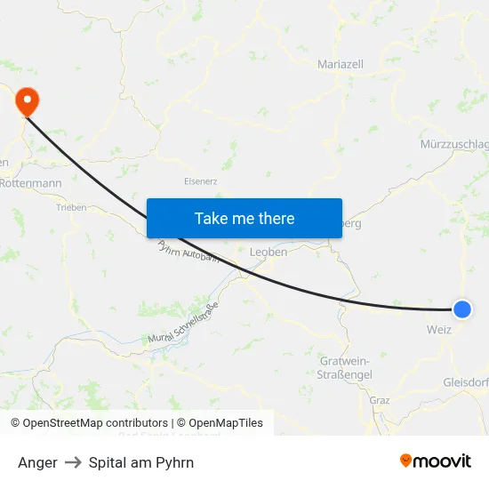 Anger to Spital am Pyhrn map