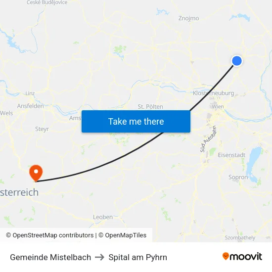 Gemeinde Mistelbach to Spital am Pyhrn map