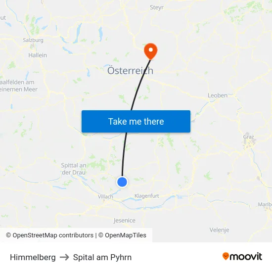 Himmelberg to Spital am Pyhrn map