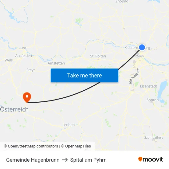 Gemeinde Hagenbrunn to Spital am Pyhrn map