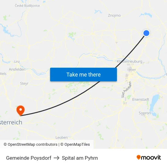 Gemeinde Poysdorf to Spital am Pyhrn map