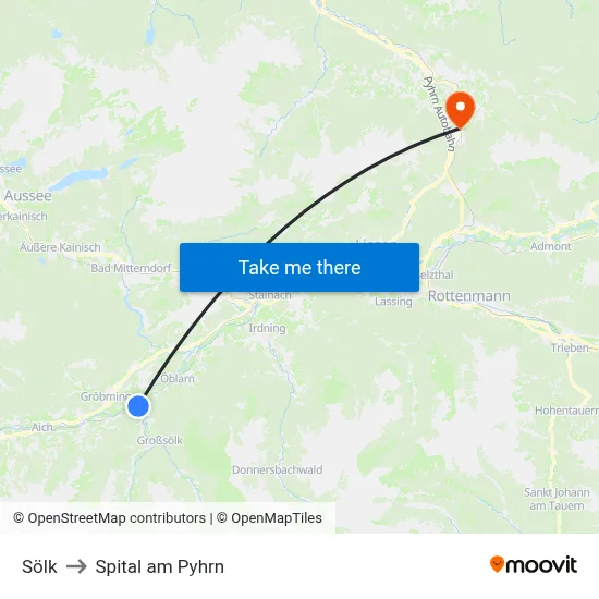 Sölk to Spital am Pyhrn map