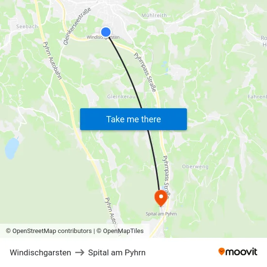 Windischgarsten to Spital am Pyhrn map