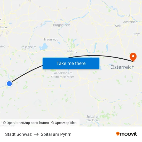 Stadt Schwaz to Spital am Pyhrn map