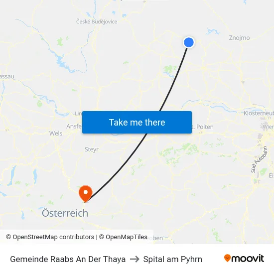 Gemeinde Raabs An Der Thaya to Spital am Pyhrn map