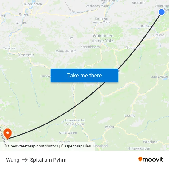 Wang to Spital am Pyhrn map