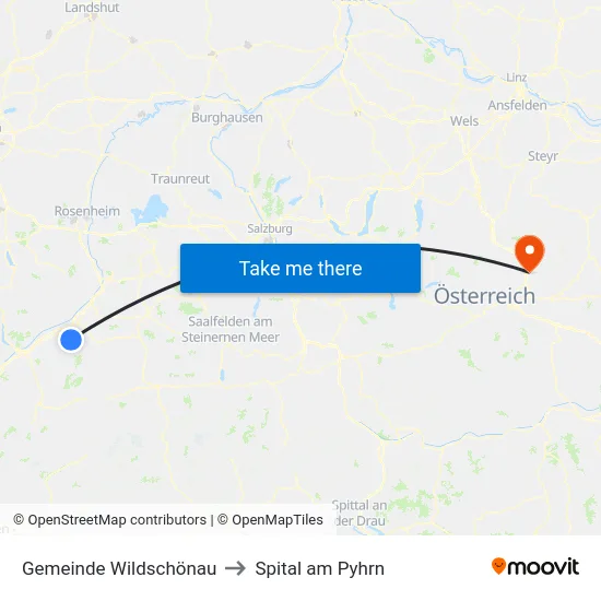 Gemeinde Wildschönau to Spital am Pyhrn map