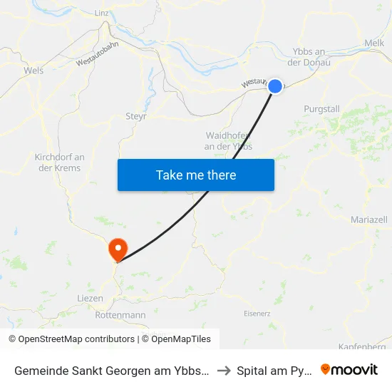 Gemeinde Sankt Georgen am Ybbsfelde to Spital am Pyhrn map