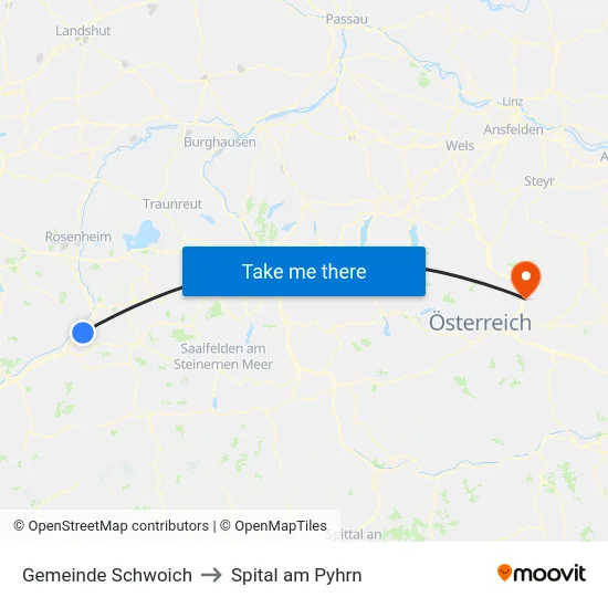 Gemeinde Schwoich to Spital am Pyhrn map