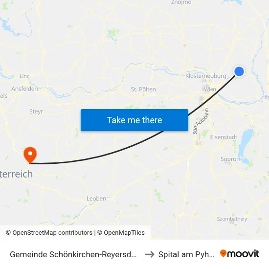 Gemeinde Schönkirchen-Reyersdorf to Spital am Pyhrn map