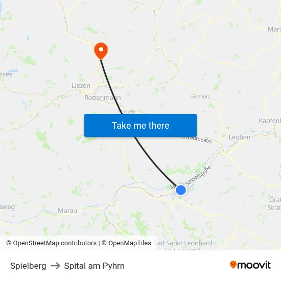 Spielberg to Spital am Pyhrn map