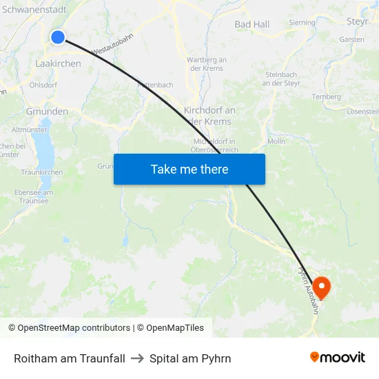 Roitham am Traunfall to Spital am Pyhrn map