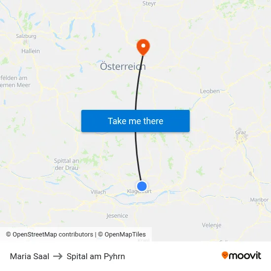 Maria Saal to Spital am Pyhrn map