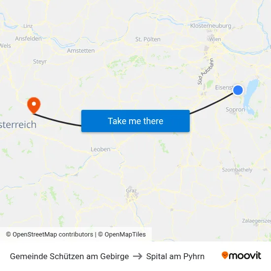 Gemeinde Schützen am Gebirge to Spital am Pyhrn map