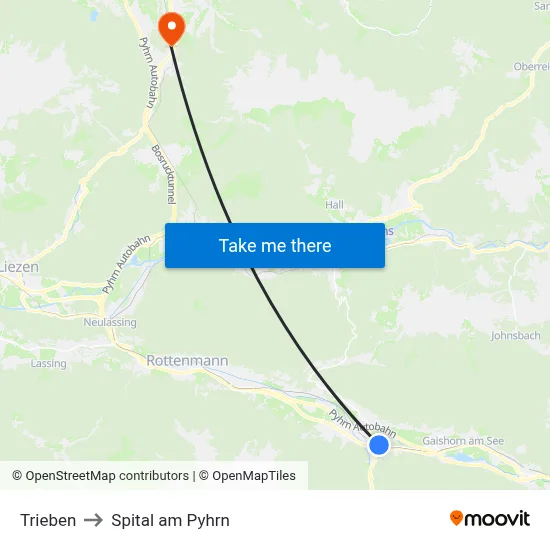Trieben to Spital am Pyhrn map
