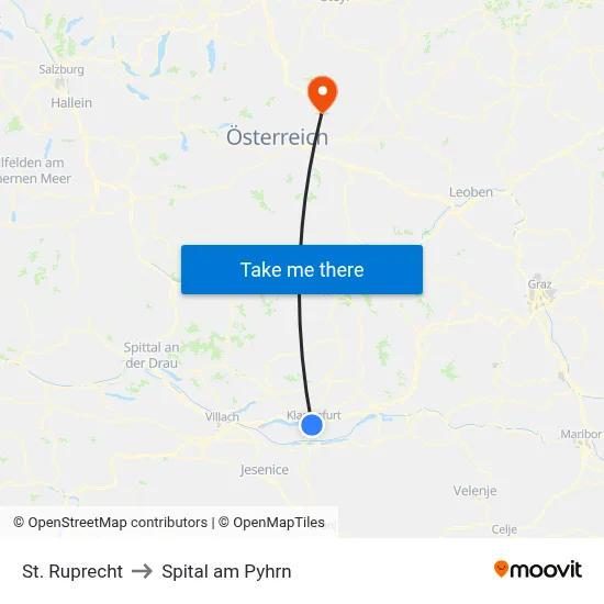 St. Ruprecht to Spital am Pyhrn map