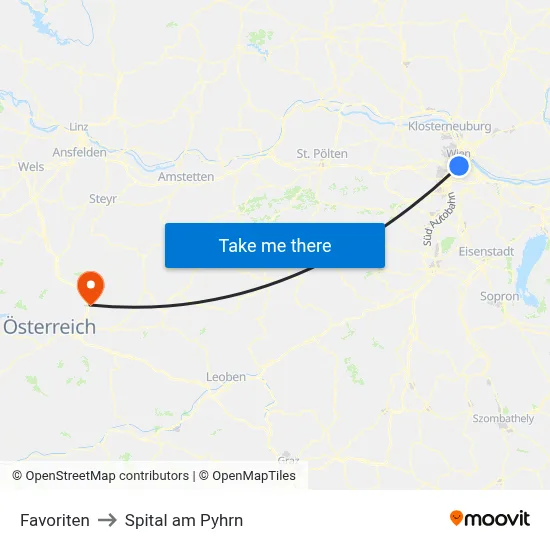 Favoriten to Spital am Pyhrn map