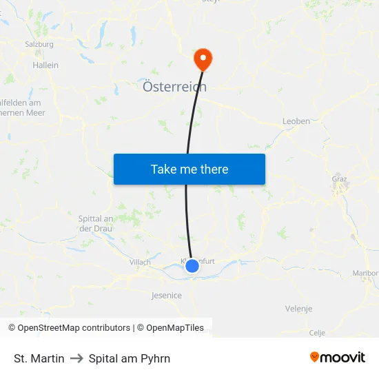 St. Martin to Spital am Pyhrn map